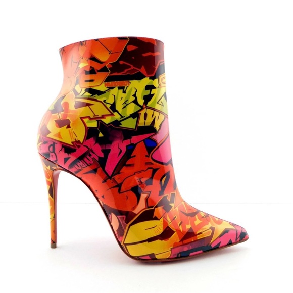 christian louboutin so kate graffiti metrograf booty ankle boots, women’s 39.5 - Picture 2 of 9